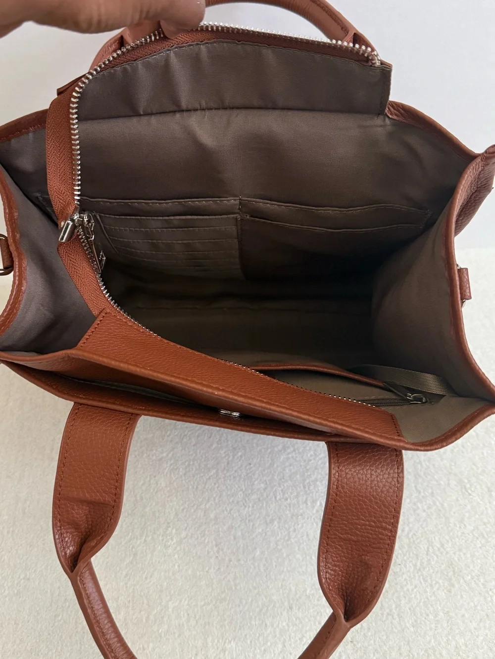 Tan Small Satchel Crossbody Purse Tote Bag Leather Classic Chic